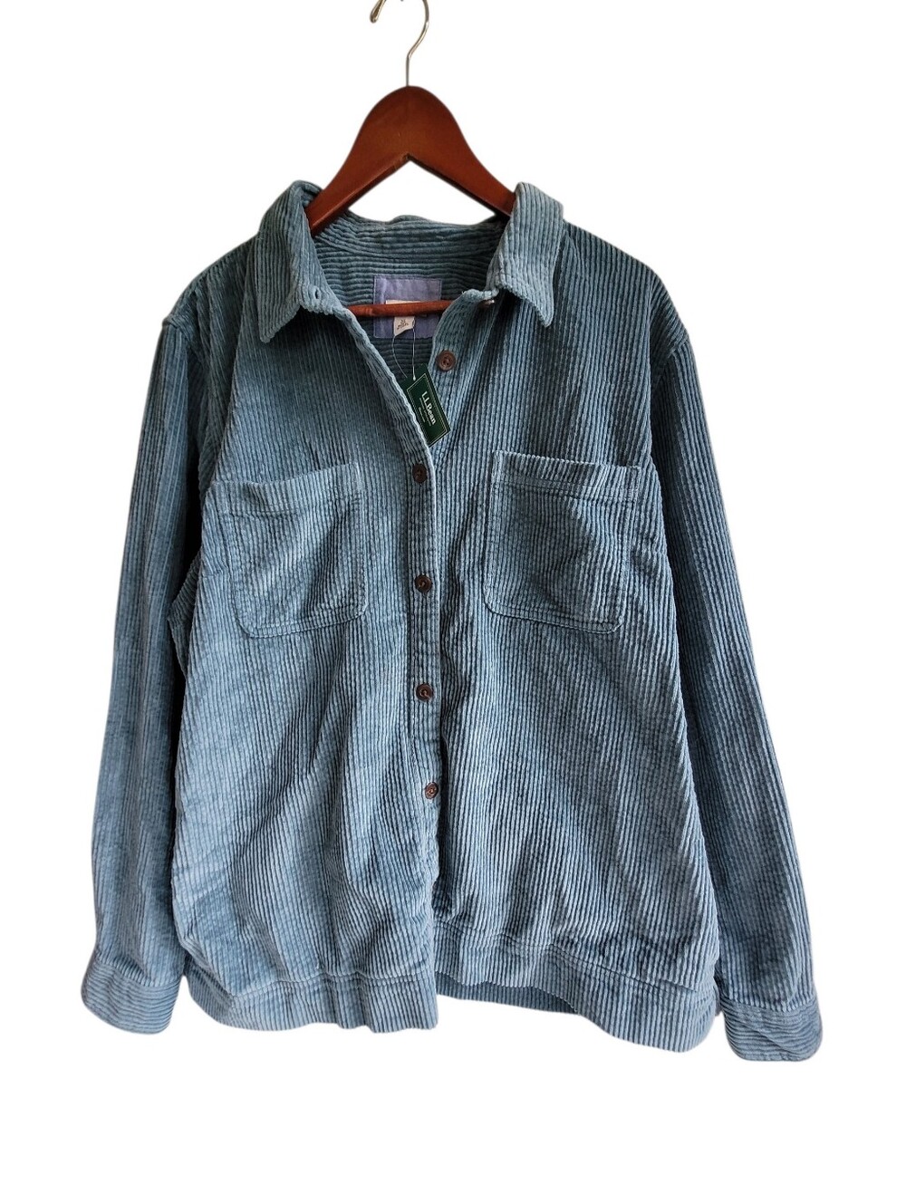 NWT LLBean Corduroy Comfort Button-Front Relaxed Shirt Jacket Womens XL